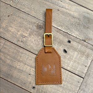 Portland Leather Goods Luggage Tag (Mountain Design) Honey New
